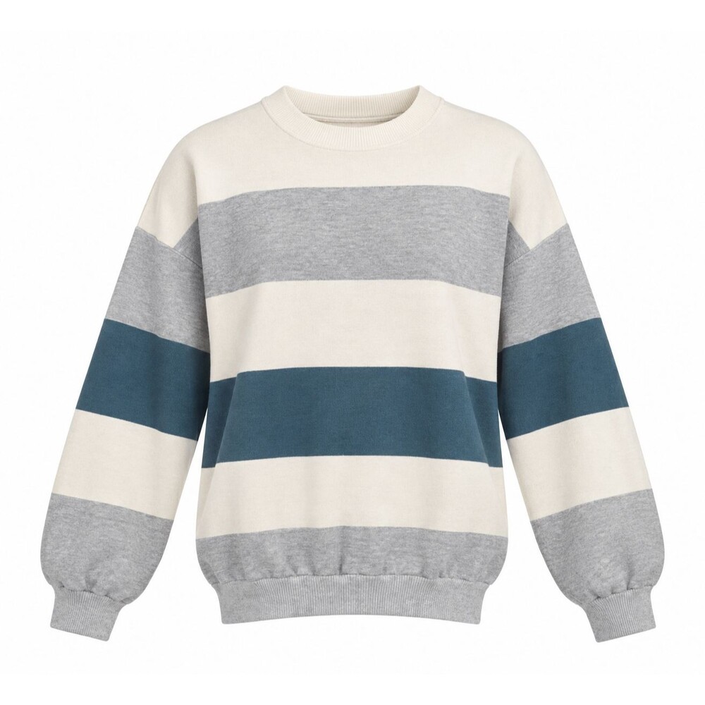 Claybrooke Sport Vintage Crewneck Sweater XL Cream Gray Teal Color Block USA